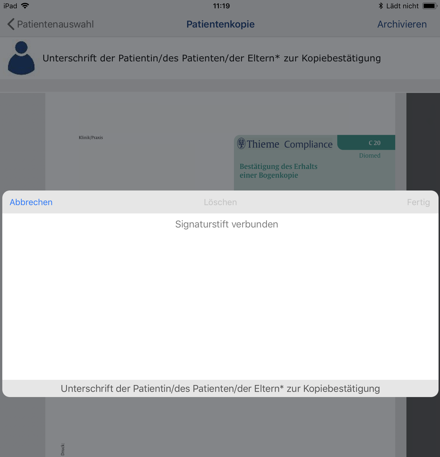 Aushändigen der Bogenkopie bestätigen lassen Aushändigen der Bogenkopie bestätigen lassen