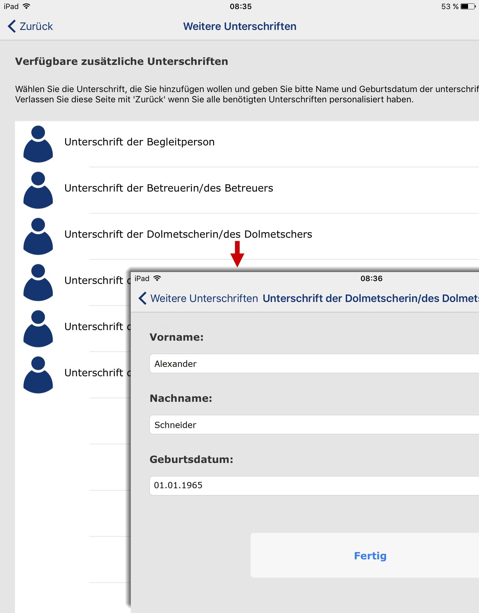 Unterschrift hinzufügen Unterschrift hinzufügen